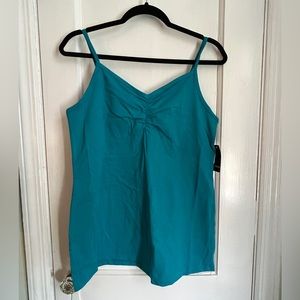 Torrid ruched tank cami sleeveless shirt teal size 1 (14/16) NWT